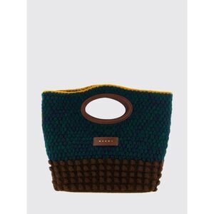 Marni Women Small Bicolor Crochet Wool Tote Bag Marni With Leather Inserts